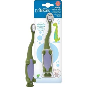 DR BROWNS BROSSE A DENTS BEBE 1-4 ANS DINOSAURE VERT